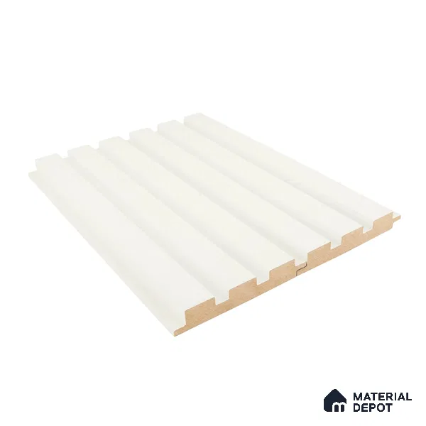 White Plain Colour Louver PN 05200 9 ft x 4.7 inch MDF Panel - 18 mm | Suitable for Feature Wall, TV Unit & Living Room | Width is Subjected to 5% Variation